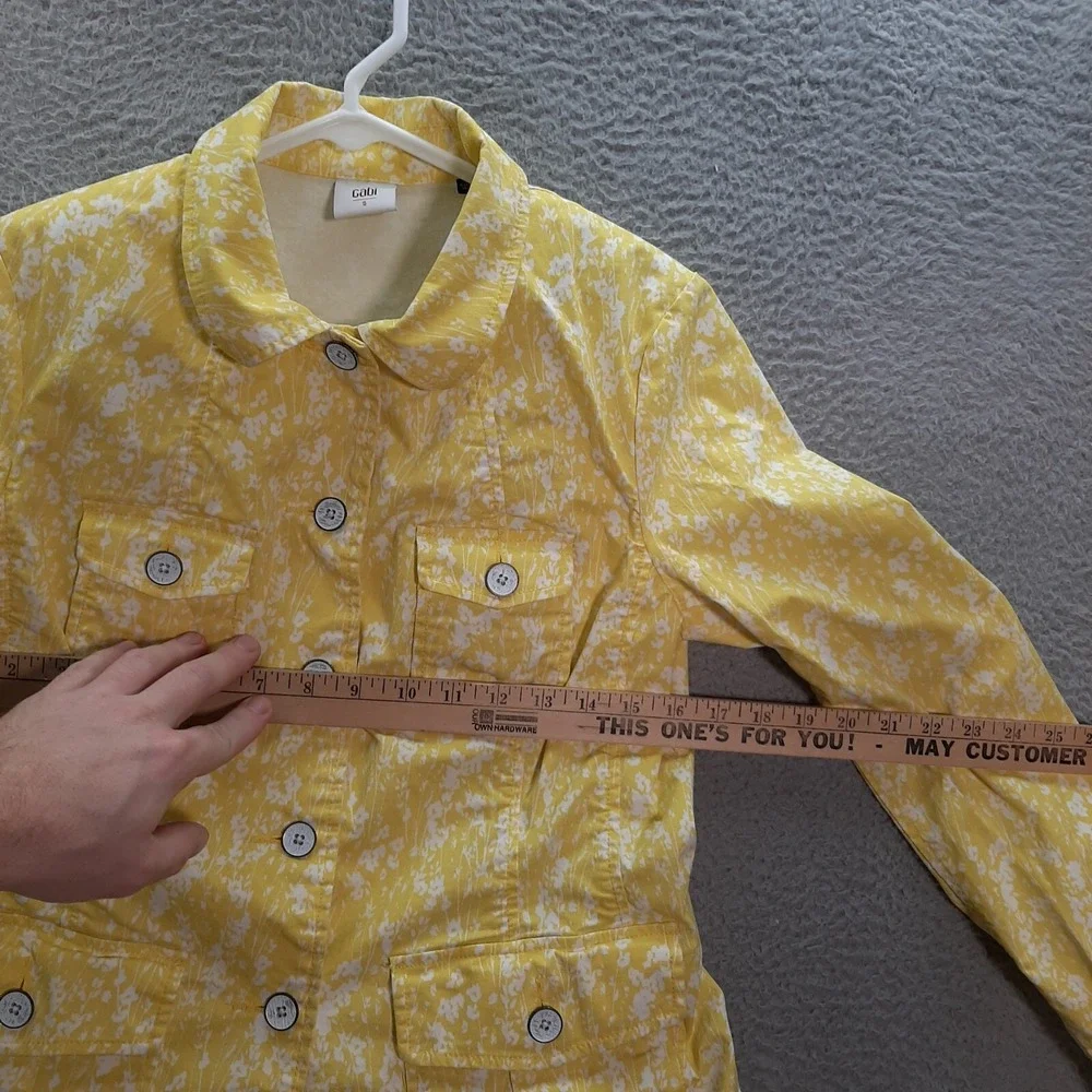 Cabi Jacket Womens Small Daisy Spring Yellow Floral Field Jacket‎ Preppy Casual